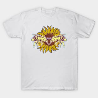 Honey bees on a sunflower T-Shirt